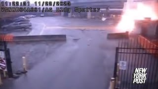 CCTV footage captured the moment of the explosion at USCanada border [upl. by Almap]