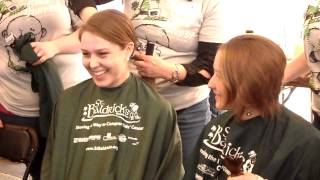 Gabriella amp Rebecca Shave their Heads Bald  St Baldricks  Napper Tandys NC  March 3 2012 [upl. by Nahgam]