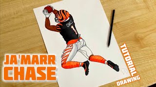 How to draw Jamarr Chase  How to draw a football players NFL  Cincinnati Bengals [upl. by Airad]