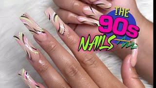 WATCH ME WORK 90s INSPIRED NAIL DESIGN TREND  ACRYLIC NAILS TUTORIAL  NAIL ART  itscynderella [upl. by Sinylg]