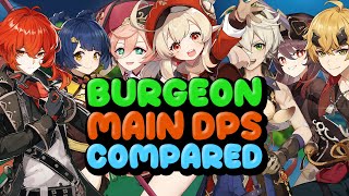 Whos the best BURGEON Pyro Main DPS  7 Characters Compared  Builds and Showcase  Genshin Impact [upl. by Shanon]