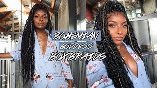 BOHEMIAN GODDESS BOX BRAIDS TUTORIAL  EASY AFFORDABLE LIGHTWEIGHT [upl. by Eylsel247]