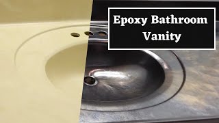 Refinishing a Bathroom Vanity Top Using Epoxy  Updating My Cultured Marble Vanity [upl. by Hteazile362]