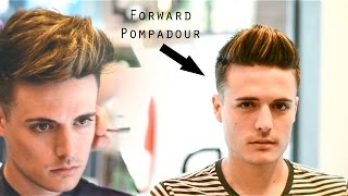 Mens Haircut amp Hairstyle  Forward Pompadour  Slick Quiff  Business Casual [upl. by Odranar646]