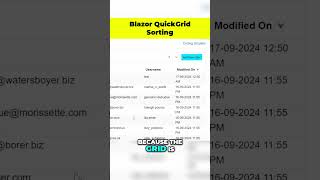 Blazor QuickGrid Sorting blazor dotnetcore aspnetcore [upl. by Ttekcirc]