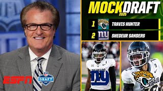 ESPN quotBreaking Downquot 2025 NFL Mock Draft Jaguars draft Travis Hunter Giants draft Shedeur Sanders [upl. by Aymik]