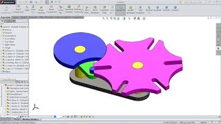 SolidWorks tutorial Geneva mechanism motion Study [upl. by Nirihs]