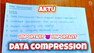 Data Compression Important questions aktu  Aktu cse wale  Data compression।। [upl. by Gradey766]