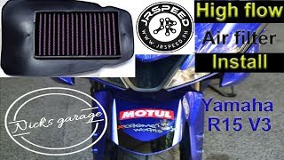 High Flow air filter install Yamaha R15 V3 [upl. by Lowson]