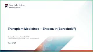 Transplant Medicines  Entecavir Baraclude® [upl. by Allred536]