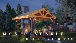 How to model a truss and gable roof with Archicad  Gazebo design [upl. by Neehahs910]