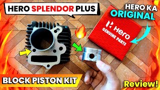 HERO SPLENDOR PLUS ORIGINAL CYLINDER KIT REVIEW ❤️ HERO GENUINE PARTS [upl. by Einnos683]