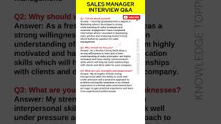 Sales Manager Interview Questions and Answers [upl. by Anatsirhc573]