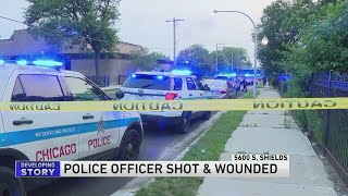 Chicago police officer in hospital after being shot in Englewood [upl. by Mcdowell]