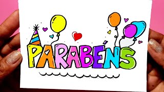 Como desenhar Cartão Parabéns fofo ❤ Happy Birthday Desenhos para Desenhar  cute drawing [upl. by Shaylyn]