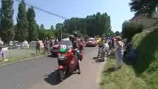 Casar and Willems trip over dog in Tour de France 2007 [upl. by Sokin]