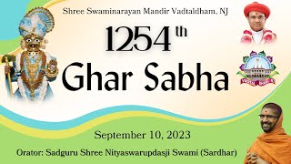 1254 Ghar Sabha  PP Sadguru Shree Nityaswarupdasji Swami  Vadtaldham NJ  9102023 [upl. by Trebla]