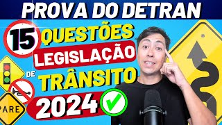 LEGISLAÇÃO DE TRÂNSITO  SIMULADO DE 15 QUESTÕES DO DETRAN 2024  REVISÃO DE PROVA DO DETRAN 2024 [upl. by Ahsimek138]