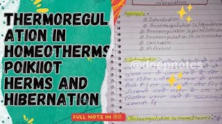 Thermoregulation in homeotherms poikiiotherms and Hibernation  full notes in hindi msc zoology [upl. by Ynohtnaed]