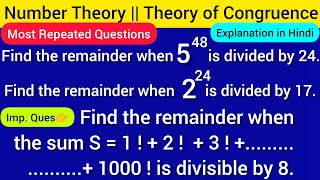 Theory of Congruence  Number Theory Discuss Important Questions of Number Theory Maths Analysis [upl. by Mcknight]