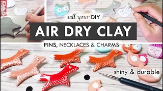 AIR DRY CLAY  how i make clay pins necklaces amp keychains✹ TO SELL [upl. by Ydarb]