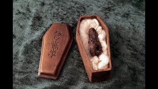 Carved Mandrake root in Mahogany coffin [upl. by Cowden156]