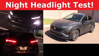 2022 Hyundai Kona Headlight Test and Night Drive [upl. by Siroled]