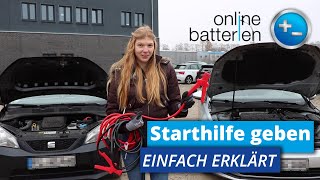 Starthilfe geben  Tutorial  Batterie überbrücken [upl. by Aihtnyc699]