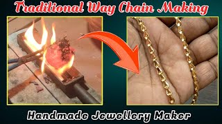 How to i Made Handmade Gold Chain  Gobi Chain  Long Chain Making [upl. by Itnavart]