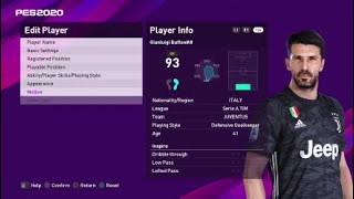 Pes 2020 Stats Buffon FM to Pes [upl. by Tierell238]