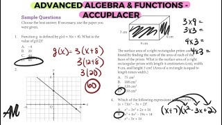 ACCUPLACER 2023 ADVANCED ALGEBRA amp FUNCTIONS  PART 1 [upl. by Reisch940]