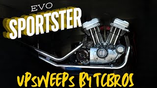 EVO sportster chopper upsweep pipes by TCBROS [upl. by Leirol714]