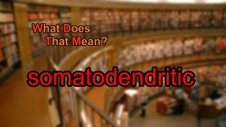 What does somatodendritic mean [upl. by Ominoreg91]