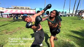 Venice Beach Fight Club Mexico Women KOs Man PLENTY of ACTION [upl. by Burford898]