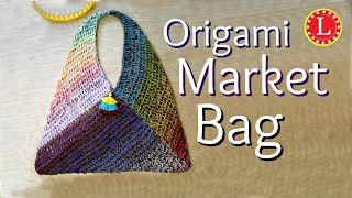 LOOM KNITTING Origami Market Bag Beach Bag On Any Loom with 41 Pegs Purse [upl. by Niatsirhc]