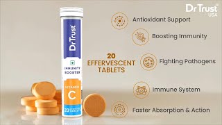 Dr Trust USA 1000 mg Vitamin C Amla Zinc Tablets Effervescent Sugar free 20 tablets [upl. by Atnohs930]