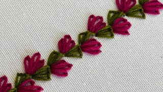 Super splendid borderline embroideryembroidery for beginners embroideryMost viral stitch [upl. by Beckerman]