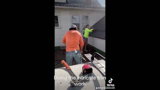 Doing finishing trim work to a metal roof [upl. by Cos631]