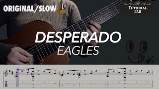 Desperado  Eagles Fingerstyle Tutorial with TAB [upl. by Gurias]