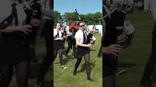 Young players from Meldrum Academy pipeband march off during 2023 Oldmeldrum highlandgames shorts [upl. by Eanod]