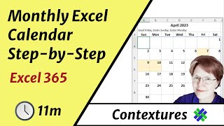 Make Monthly Calendar in Excel 365 StepbyStep [upl. by Gawen914]