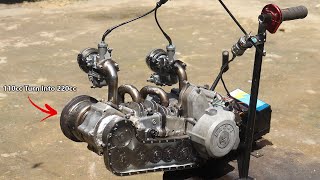 Turn Motorcycle Engine Into 2 Stroke Opposed piston engine Part 2 [upl. by Wiese]