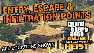 ALL Entry Escape and Infiltration Points in Cayo Perico Heist  GTA 5 Online [upl. by Rabma331]