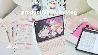 PRODUCTIVE STUDY VLOG 🍨 aesthetic notetaking tips lots of studying days in uni korean mart [upl. by Namrehs]