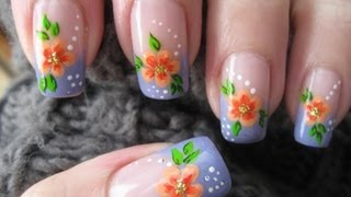 Nail art French manicure with flower [upl. by Yldarb]