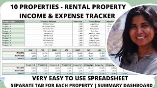 10 Rental Properties Income Expense Tracker Landlord Property Tracking Spreadsheet Short amp Long Term [upl. by Jaime]