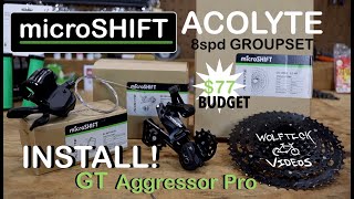 GT Aggressor Pro gets microSHIFT Acolyte 8spd Groupset 1246t Install  Pedals amp Grips [upl. by Nevaj769]