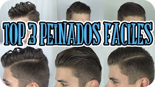 ✄ TOP3 Peinados Faciles Hombres DIY Rapidos Sencillo Perfecto Para Fiesta Curso Tutorial Paso a Paso [upl. by Assecnirp]