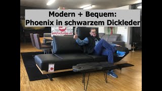 KOINOR PHOENIX Sofa mit Rückenverstellung und Podest aus Eiche und Leder B Nero [upl. by Ennirac]