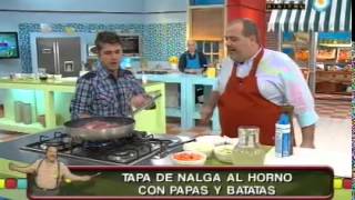 Tapa de nalga con papas y batatas al horno Parte 1 [upl. by Ruelu]